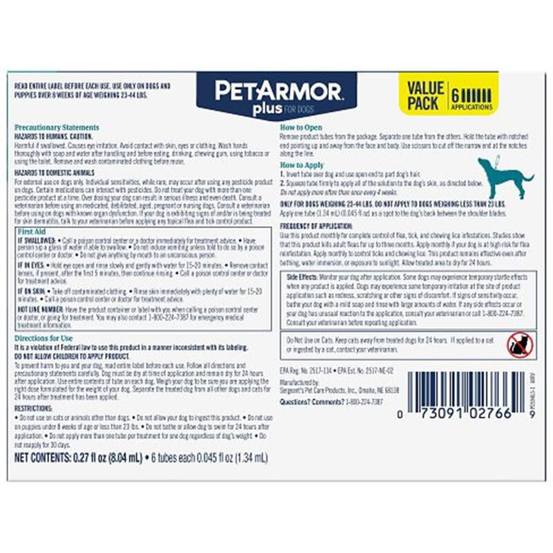 PetArmor Plus for Medium Dogs 23 44 lbs 6 ct