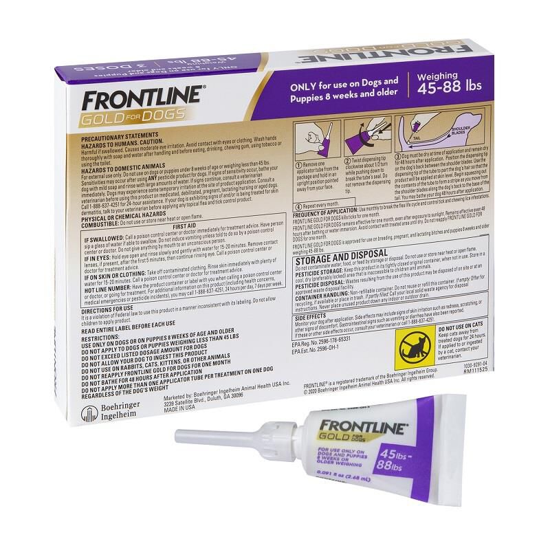 Frontline gold best sale for dogs application