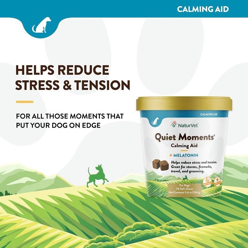 NaturVet Quiet Moments Calming Aid Plus Melatonin Soft Chews for Dogs