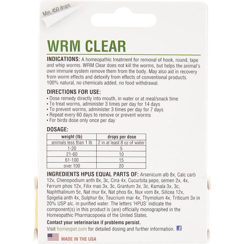 Homeopet WRM Clear for Dogs and Cats Dewormer Allivet