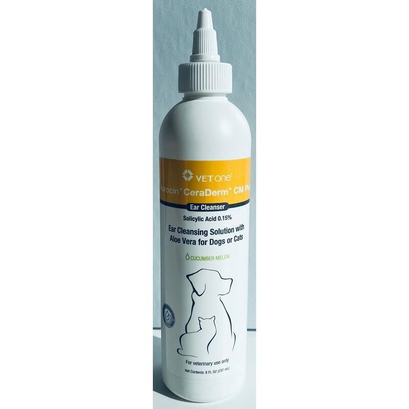 Aurocin CeraDerm CM Plus Ear Cleanser for Dogs or Cats 8 oz