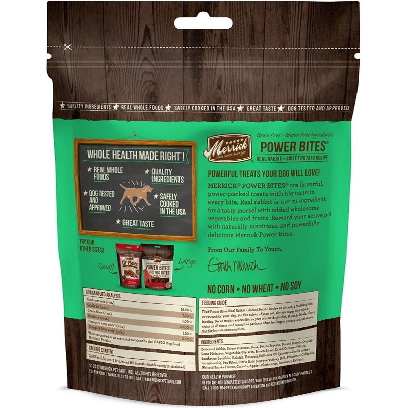 Merrick Power Bites Real Rabbit + Sweet Potato Soft + Chewy Dog Treats ...