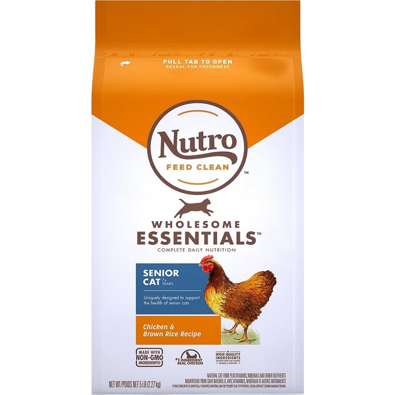 Nutro Wholesome Essentials Senior Cat Chicken and Brown Rice Dry Cat ...