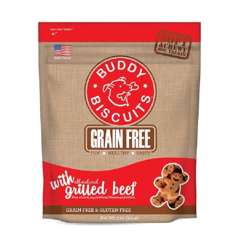 Buddy Biscuits Grain Free Soft and Chewy Grilled Beef Dog Treats, 5 oz ...