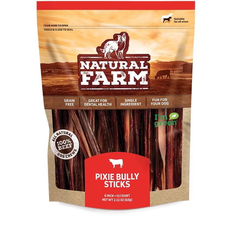 Natural Farm Odor Free Pixie Bully Sticks, 15 pack