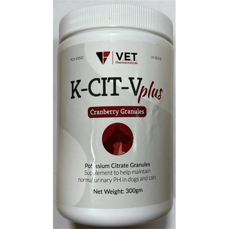 K-CIT-V Plus Cranberry Potassium Citrate Granules for Dogs and Cats, 300 gm | Allivet